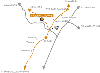 Carte gros plan sur Savigny-Les-Beaune